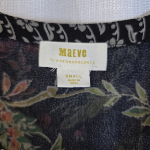 Maeve Anthropologie Babydoll Dress Womens S Forest Fairy Sheer Romatic V Neck - Picture 5 of 11